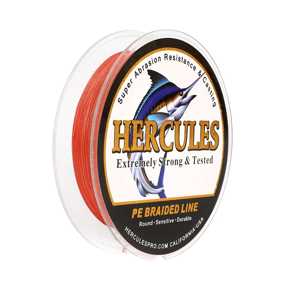 HERCULES Super Strong 500M 547 Yards Braided Fishing Line 20 LB Test for Saltwater Freshwater PE Braid Fish Lines 4 Strands - Red, 20LB (9.1KG), 0.20MM