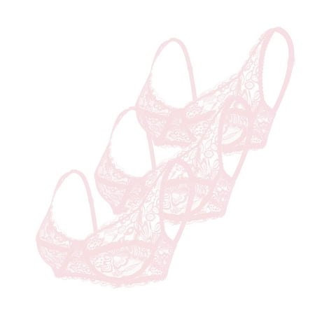 Summer Savings Clearance 2025  Womens 3 Pack Lace Bras  Women s Sexy Lace Bra Demi Sheer Mesh Balconette See Through Bralette Unlined Underwire Embroidered XS-L