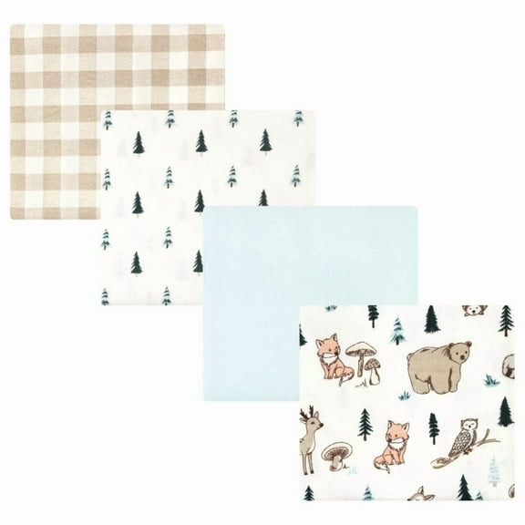 Hudson Baby Infant Boy Cotton Flannel Receiving Blankets, Boy Woodland Pals, One Size