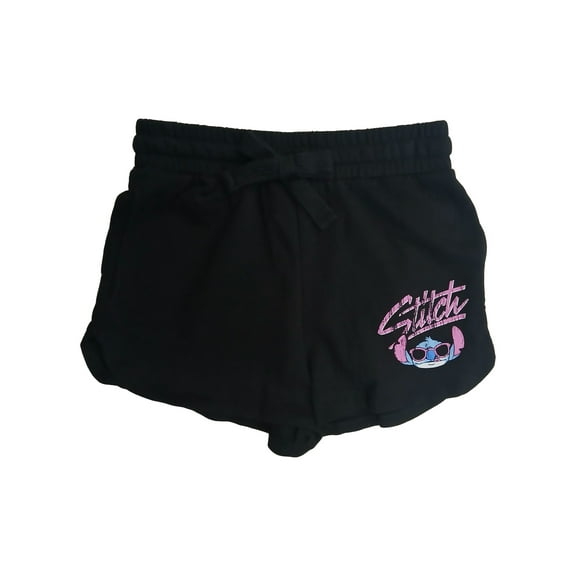 Disney Stitch Womens (Jrs) Black Athletic Fit Shorts With Pockets Large
