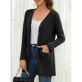thumbnail image 3 of Fancyglim Women's Cardigan Lightweight Soft Knit Fall Sweater Blue Large Long Sleeve Open Front Coat with Pockets Black L, 3 of 7