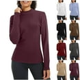 thumbnail image 2 of ShiShine Women's Lined Thermal Long Sleeve Shirts Base Layer Winter Warm Tops Mock Neck Running Clothes Workout, 2 of 8