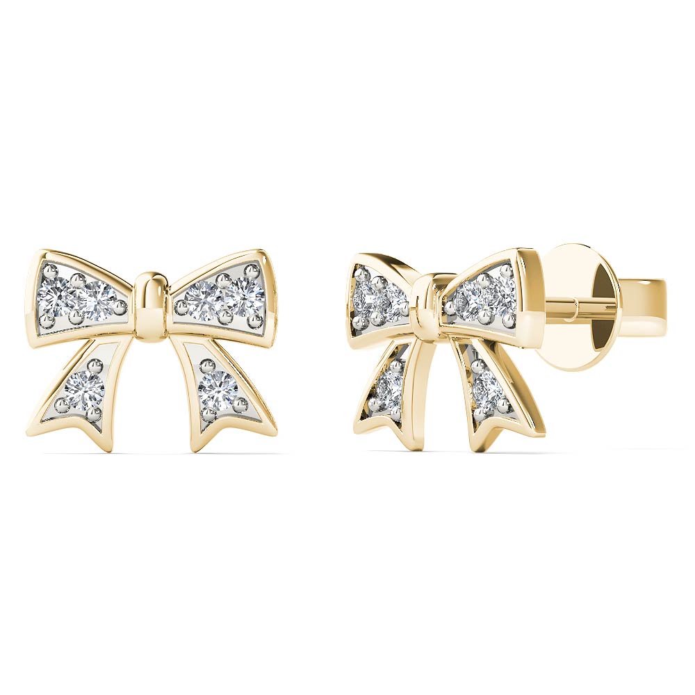 aaXia 10K Yellow Gold Diamond Accent Bow Stud Earrings