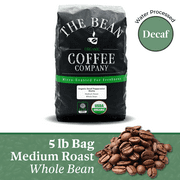 The Bean Coffee Company Organic Water Processed DECAF Peppermint Mocha, Medium Roast, Whole Bean, 80 Ounce Bag