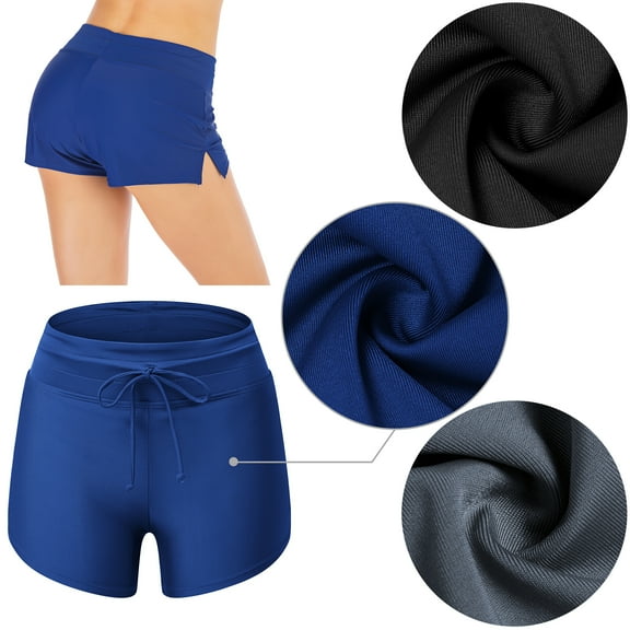 Sports Swimwear Short Pants Summer Beach Surf Shorts Underwear Boxer Briefs Adult Endurance Swimsuit for Women Black/Blue