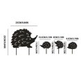 thumbnail image 4 of Adorno de decoración de jardín enchufable de cuatro pequeños erizos de arte del hierro para exteriores (1 juego-negro), 4 of 5