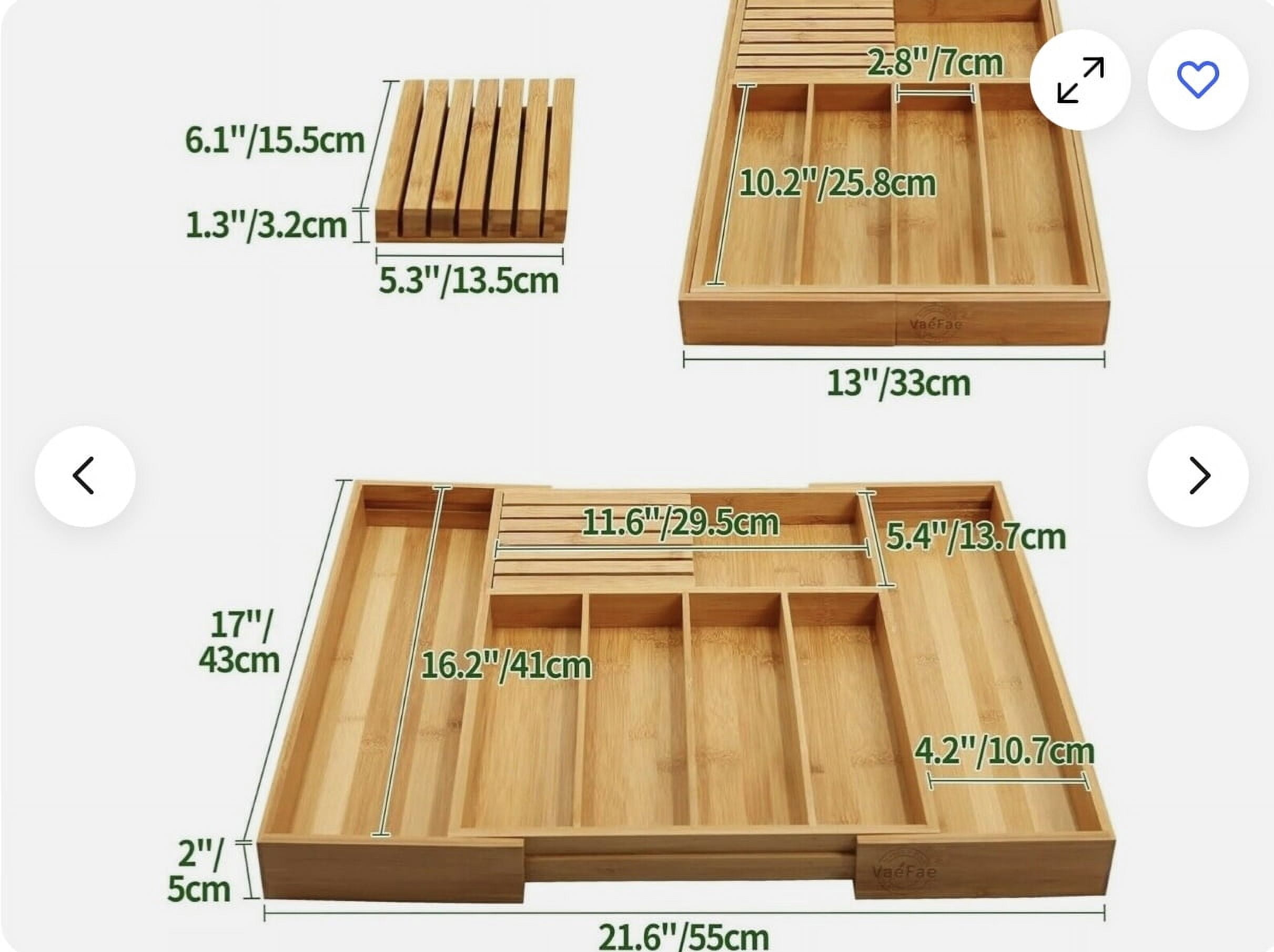 Bamboo Silverware Drawer Organizer Kitchen Expandable Utensil Holder and Cutlery