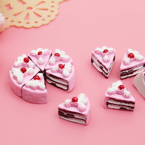 10 Pcs DollHouse Cakes Kawaii DIY Miniature Artificial Fake Doll Food Cake Resin Ornament Craft Play Doll House AccessoriesPink tomato He Qiyong unisex