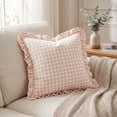 thumbnail image 4 of Leodye 1PCS Plaid Throw Pillow Cover, Checkered Cushion Case with Fringe for Sofa, Couch and Bed Home Interior Decoration -17.7*17.7IN, 4 of 7