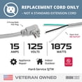 thumbnail image 2 of Iron Forge Cable Flat Plug 14 Gauge Power Cord Replacement - 10ft,15 Amp Gray Heavy Duty, 12/3 SJT 3 Prong Cable for Appliances & Power Tools, 2 of 8