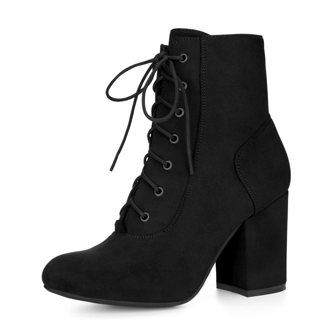 womens black lace up boots with heel