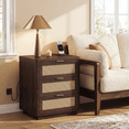 thumbnail image 6 of Biemlerfn Nightstand with Charging Station, 3 Drawers Bedside Table, Rattan End Table, Farmhouse Side Table for Bedroom, Living Room, Brown, 6 of 11