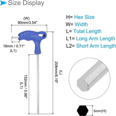 

Versatile High-Quality Blue T-Handle Hex Key - 1-Piece Metric CR-V Steel Hex T-Key Wrench for Repair and Mechanical Maintenance - Reliable Tool for Various Applications