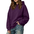 thumbnail image 5 of Women's Warm Hoodies Pullover Casual Comfortable Solid Hoodie Loose Long Sleeve Hooded Sweatshirt Blouse, 5 of 9