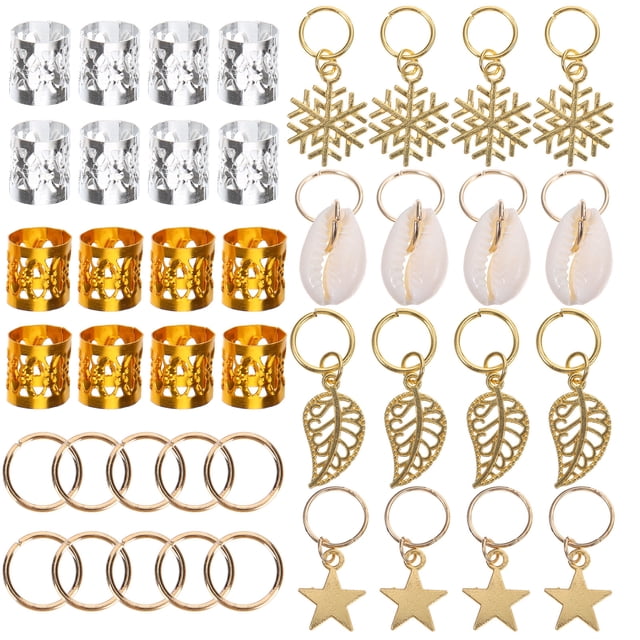 80pcs Dreadlock Bijoux Femmes Dreadlocks Perles Manchettes Cheveux Bagues Charmes