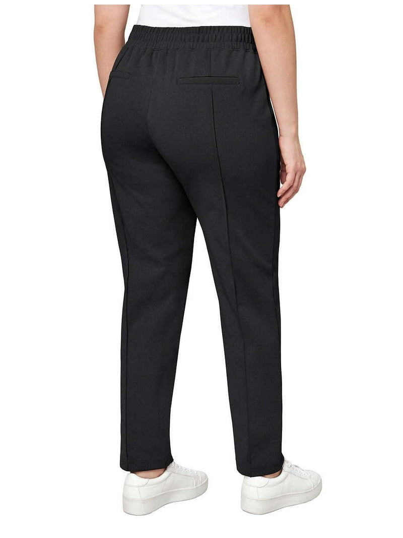 Mondetta Women's Textured Pintuck Straight Leg Pant (Black