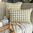 thumbnail image 4 of Buffalo Checks Ochre Decorative Lumbar Pillow Cover 12" x 24" | Contemporary Cotton Oblong Cushion Cover Checkered | Nursrey, Country & Farmhouse Pillowcases for Bed, Couch & Sofa - Grid Loom Ochre, 4 of 9
