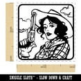 thumbnail image 2 of Cowgirl with Gun Self-Inking Rubber Stamp Ink Stamper - Yellow Ink - Small 1 Inch, 2 of 7