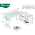 thumbnail image 3 of AODK 61" L Shaped Desk with Drawer, Computer Desk with Power Outlets & LED Lights, Reversible Corner Gaming Desk for Home Office Workstation, Office Desk with Monitor Shelf, Pure White, 3 of 15
