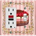 thumbnail image 1 of Metal Light Switch Plate Cover Elegant Strawberry Cake Striped Wallpaper Pink CAK055, 1 of 13