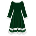 thumbnail image 7 of FEIFLY Women Soft Velvet Santa Claus Christmas Dress Outfits Solid Color Stylish Female Dresses, 7 of 7