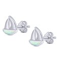 thumbnail image 3 of 9mm Sail Boat Stud Earring Created White Opal Solid 925 Sterling Silver, 3 of 5