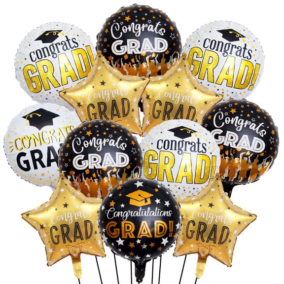 Graduation Decorations -Congrats Grad Banner Backdrop Flag,Hanging Swirl Balloons & Honeycomb Kit-Graduation Party Supplies for Class of 2026 High School & College Celebrations