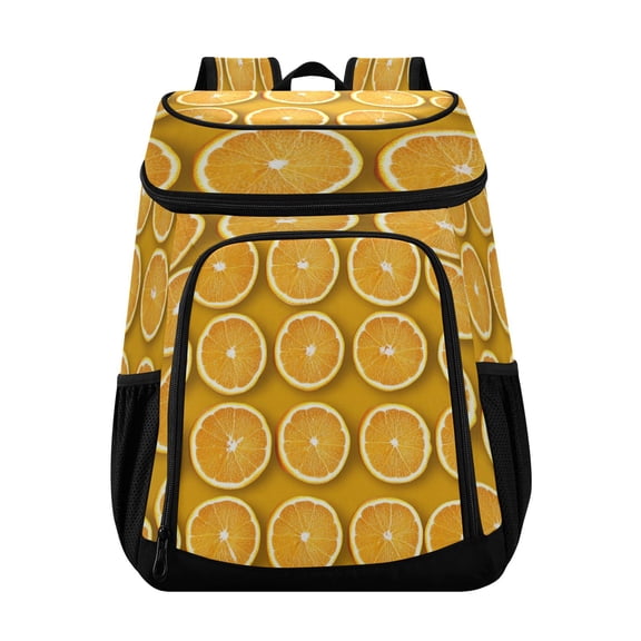 36 Can Capacity Insulated Backpack Cooler Lunch Bag for Picnics, Camping Orange Pattern