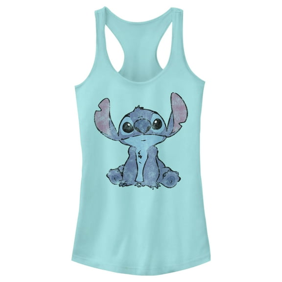 Junior's Lilo & Stitch Watercolor Stitch  Racerback Tank Top Cancun X Small