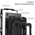 thumbnail image 5 of Case for iPad Pro 12.9 2022/2021/2020/2018 6th/5th/4th/3rd Gen with Screen Protector, 360 Degree Rotating Kickstand Hand Strap Shockproof Cover with Shoulder Strap, Black, 5 of 7
