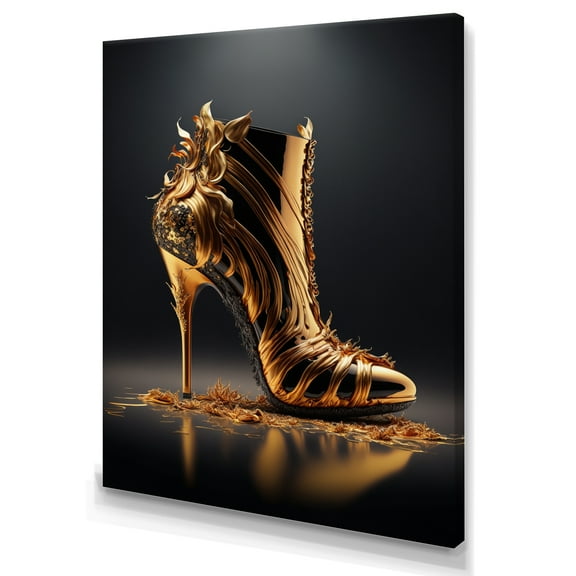 Designart Golden Mechanic High Heel II Canvas Wall Art