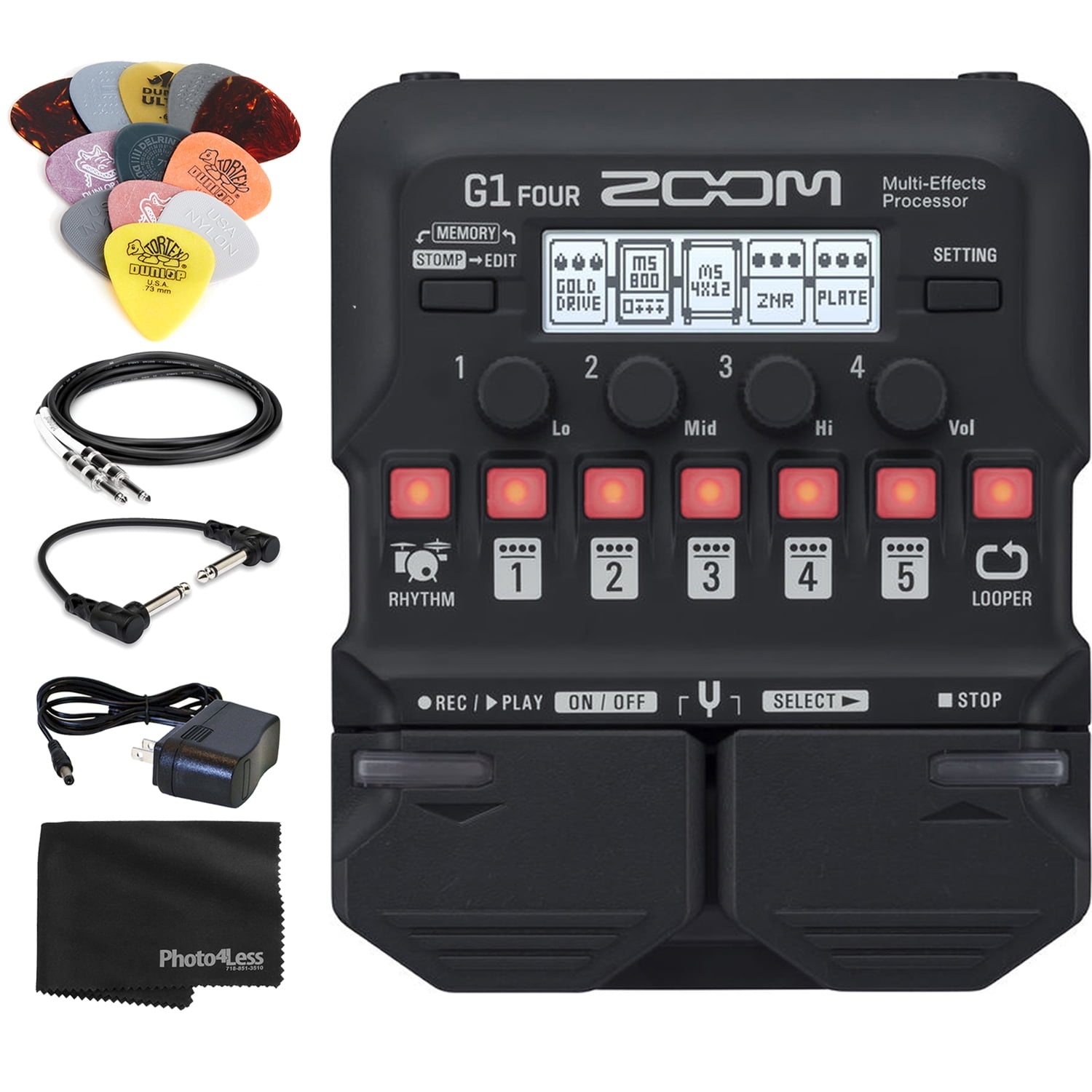 Zoom G1 FOUR Guitar Multi-Effects Processor Pedal with Right