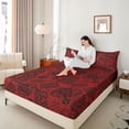 thumbnail image 3 of jejeloiu Dramatic Paisley Queen Sheets For Men Women,High Contrast Print Queen Sheet Sets,Red Black,4-Piece,1 Flat Sheet, 1 Fitted Sheet and 2 Pillowcases, 3 of 6