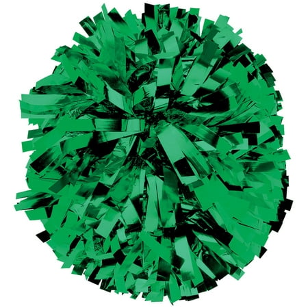 Chassé Metallic Cheerleading Poms - Shiny Metallic Cheer Pom with Baton Handle for Dance Sports Celebrations (Single, Kelly Green)
