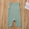 thumbnail image 2 of Infant Solid Color Romper, Sleeveless Round Collar Ribbed Cloth One-piece, 2 of 8