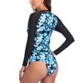 thumbnail image 3 of Traje de baño de manga larga, traje de baño de dos piezas para mujer, traje de baño de cuello redondo para mujer, traje de baño transpirable, durabilidad prolongada, 3 of 6