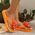 thumbnail image 6 of Bibifish Womens Flip Flops 3D Flower Decor Wedge Platform Thong Sandals Summer Outdoor Beach Fashion Slippers, 6 of 9