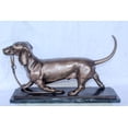 thumbnail image 2 of Nifao Detailed Dachshund Dog Walking Bronze Statue Mounted on Marble – Home Decor Sculpture, 29"L x 8"W x 15"H, 2 of 13