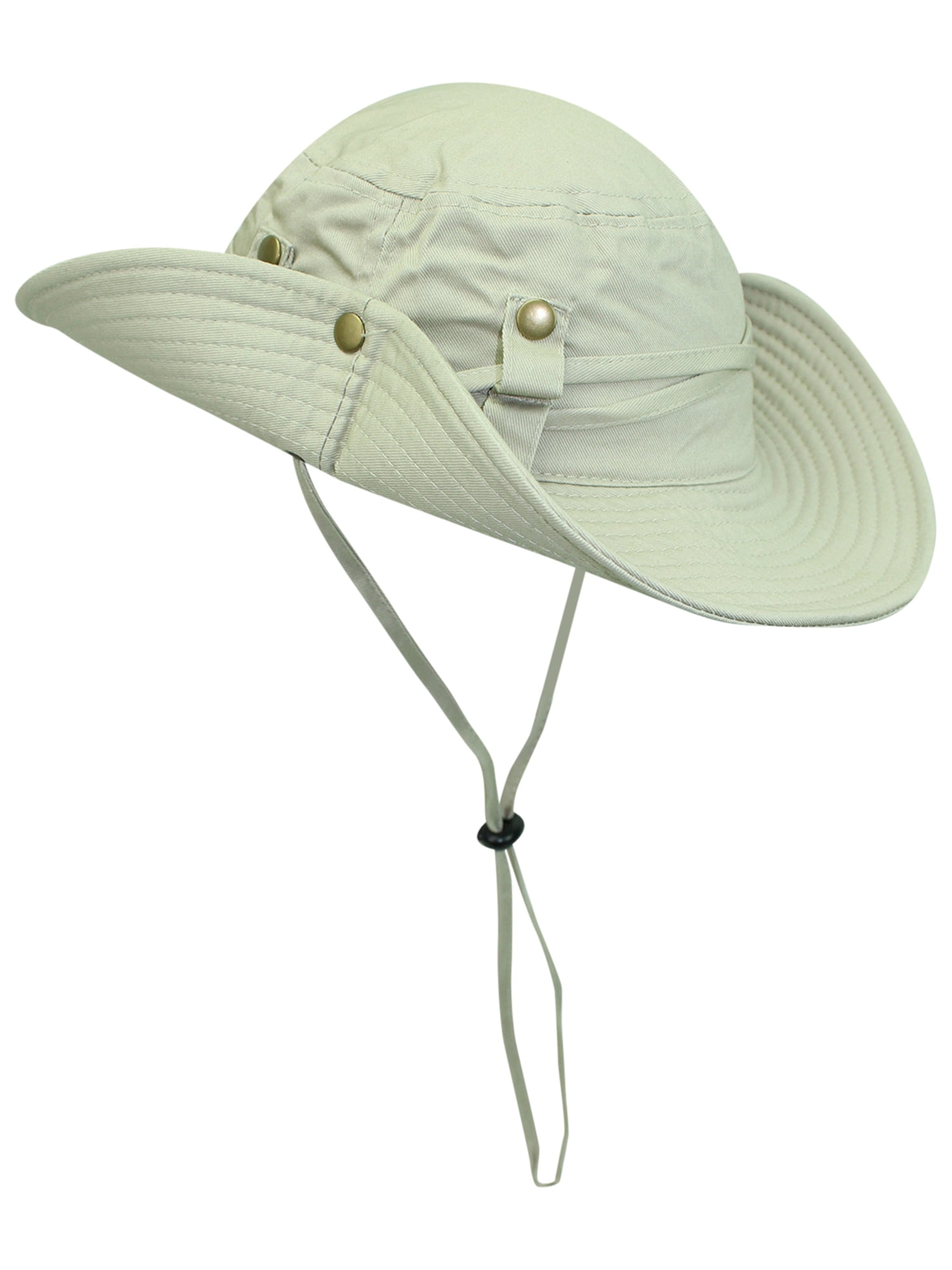 Beige Safari Style Cotton Hat With Chin 