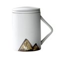 thumbnail image 1 of GUOOL Traditional Ceramic Tea Mug with Infuser Lid and Handle, Cup for Tea Brewing, 2, 1 of 5