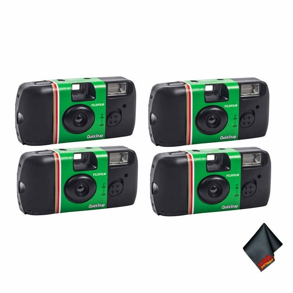 4xFUJIFILM QuickSnap Flash 400 Disposable Camera (27 Exposures), Bundle