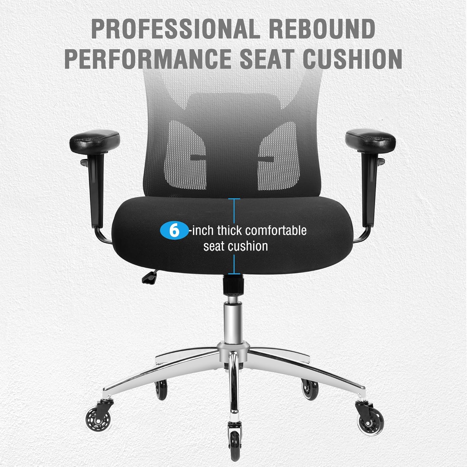 Bigroof Office Chair 600lbs, Ergonomic Computer Chair  3D Adjustable Armrest Lumbar Support  for Home Office