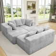 thumbnail image 5 of Modular U-Shaped Sectional Sofa,130-inch 4-Seater Chaise Lounge with Reversible Design, Striped Corduroy Fabric in Gray – Flexibly Adaptable Couch for Living Room or Bedroom., 5 of 21