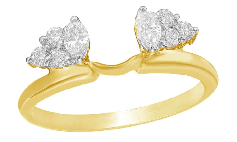 Marquise Cut White Natural Diamond Solitaire Enhancer Guard Ring 14k