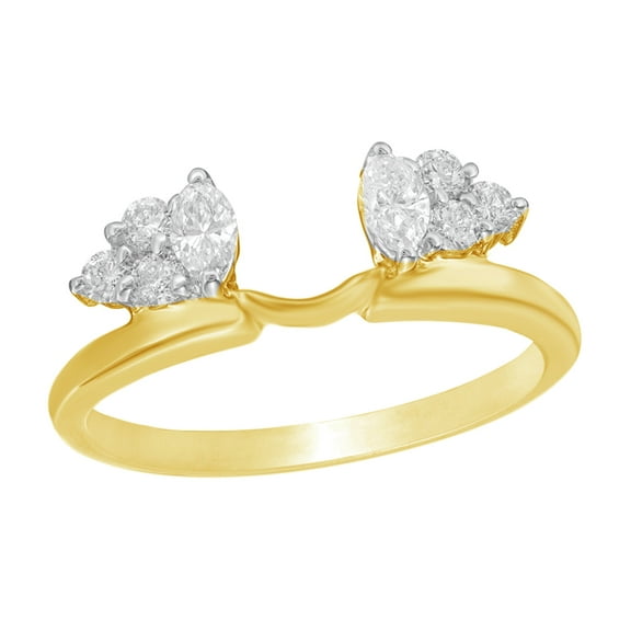 AFFY Marquise Cut White Natural Diamond Solitaire Enhancer Guard Ring 14k Yellow Gold (3/8 Cttw)