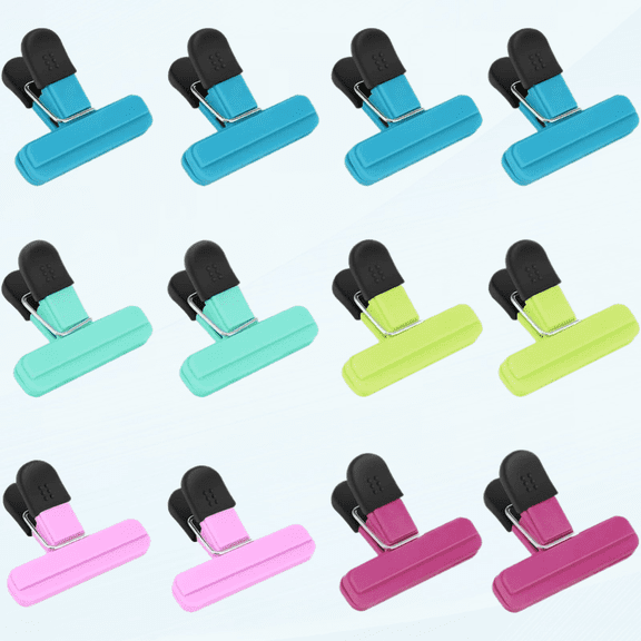 Chip Clips, 12 Pack Food Clips, Bag Clips for Food Storage with Air Tight Seal Grip (3''x2.5'')