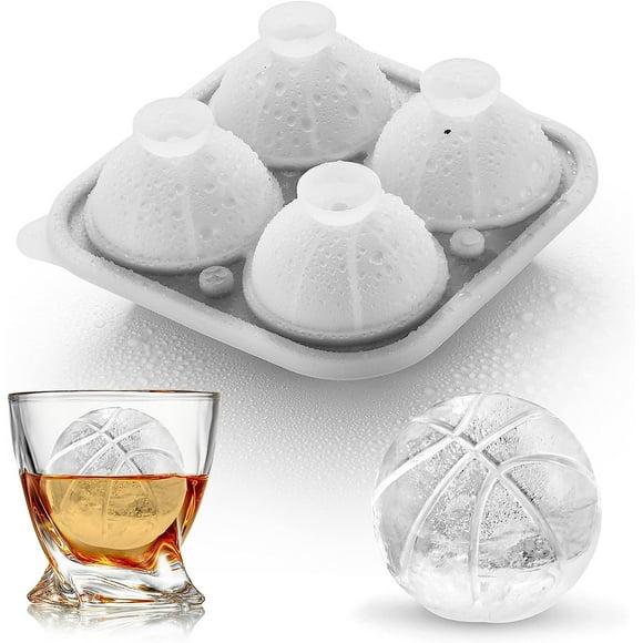 Silicone Basketball Ice Cube Molds Fun Shapes, Novelty Basketball Gifts, 5.6 cm Large Craft Round Ice Ball Molds for Game Day, Whiskey, Cocktails, Bourbon