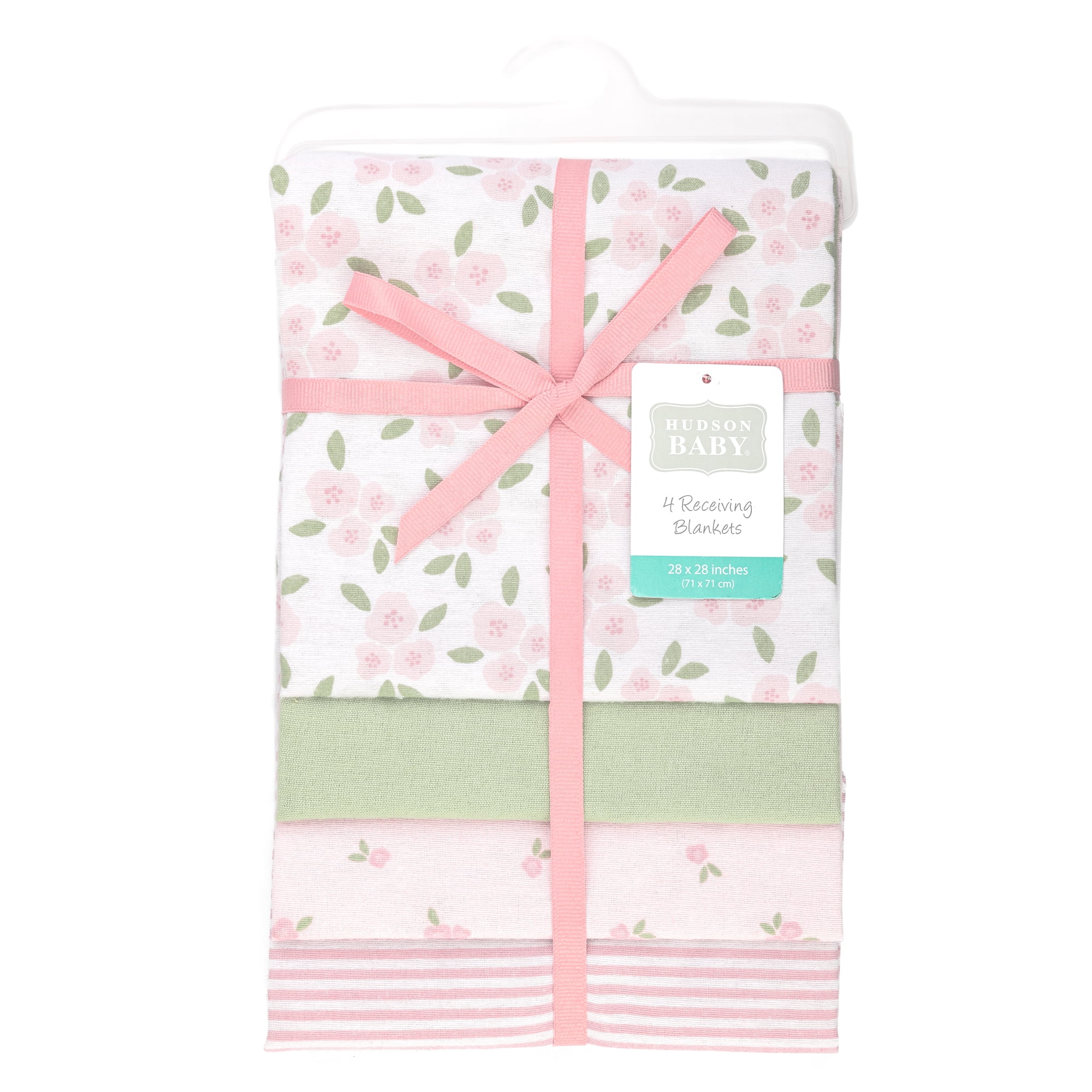 Hudson Baby Girl Cotton Polyester Flannel Receiving Blankets 4-Pack, Sweet Little Floral, One Size