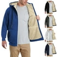 thumbnail image 2 of LZHGirlshop Men Zipper Hoodie Thick Warm Winter Coat Heavyweight Fleece Lined Jacket with Drawstring Hooded Sweatshirt,Navy Blue,M, 2 of 6