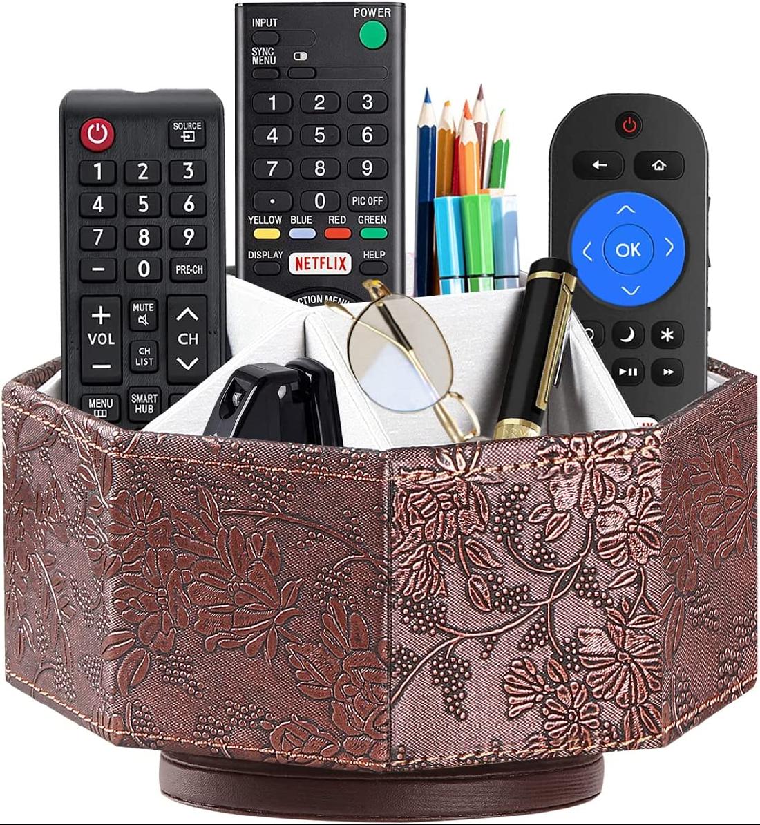 Remote Control Holder, Swivel Desk Organizer and Decorations for Living